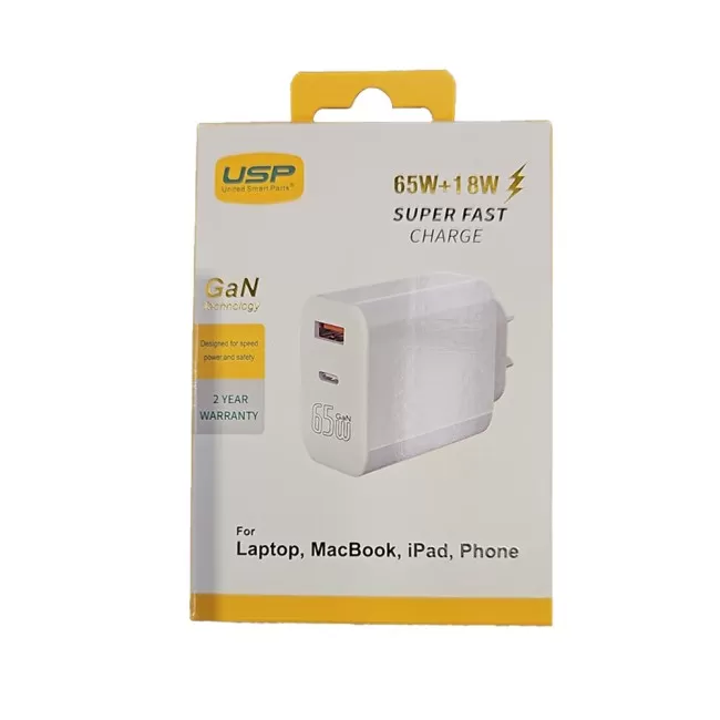 USP 65W Dual Ports PD Super Fast Charger USP 65W Dual Ports PD Super Fast Charger