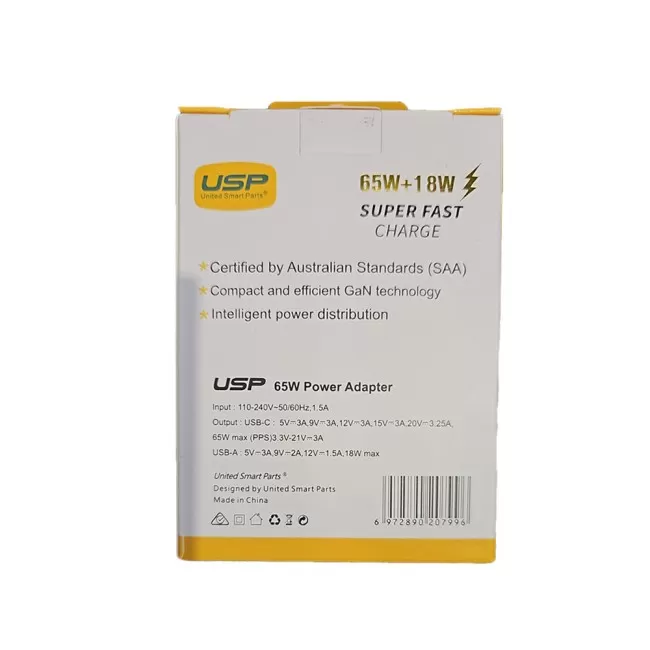 USP 65W Dual Ports PD Super Fast Charger USP 65W Dual Ports PD Super Fast Charger